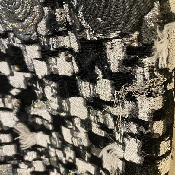 ST JOHN COUTURE Suit Dress Black Caviar & Silk Metallic Silver Rose Sheath Sz‎ 0 - Picture 11 of 11